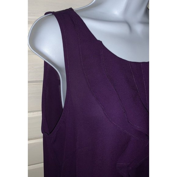 NWT Kenneth Cole Reaction Sz MEDIUM Purple Ruffle Tank Button Front Top Blouse - Picture 4 of 9
